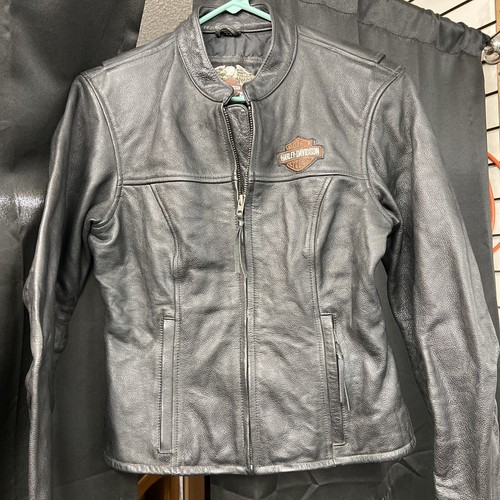 Harley Davidson Women’s Leather Motorcycle Riding Jacket, Black, Size Medium - Picture 1 of 8