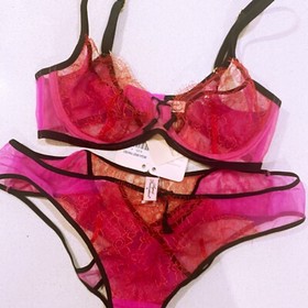Agent Provocateur Megan Pink Bra 34B & Brief Sz 4 / UK 12 Set
