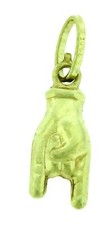 New Real 14k Yellow Gold 3D Hollow Good Luck Hand Italian Pendant Charm