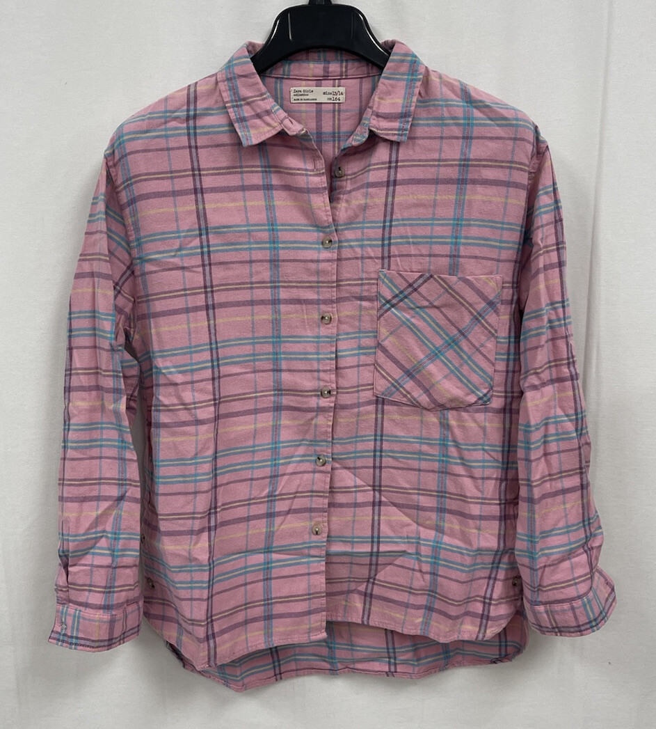 Zara Pink Bubble Gum Flannel Shirt Womens size Large Gem