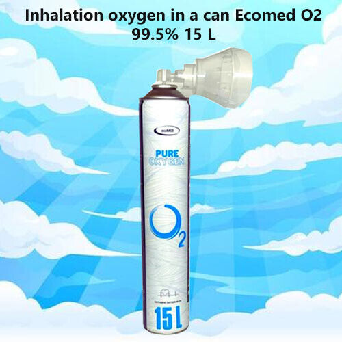 Inhalation oxygen in a can Ecomed O2 99.5% 15 L FREE DELIVERY