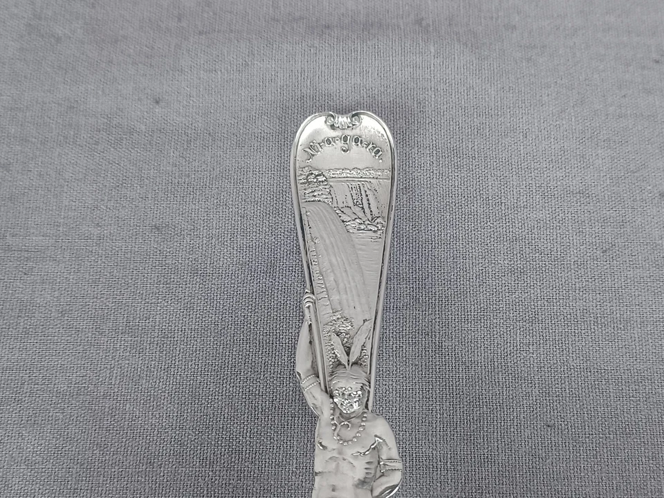 Cuchara de recuerdo de plata esterlina nativa americana Howard Sterling Co Niagara Falls Foto 3 de 4