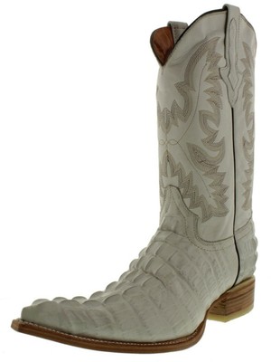 white alligator boots
