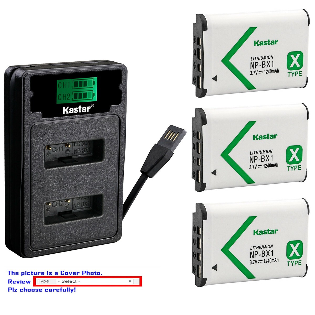 Kastar Replacement Battery for Sony NP-BX1 BC-CSXB BC-TRX Sony FDR-X1000V Camera