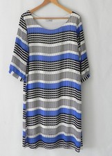 Dare Tunic Dress 3/4 Sleeve Scoop Neck Semi-Chiffon Lined Striped Pullover 1X