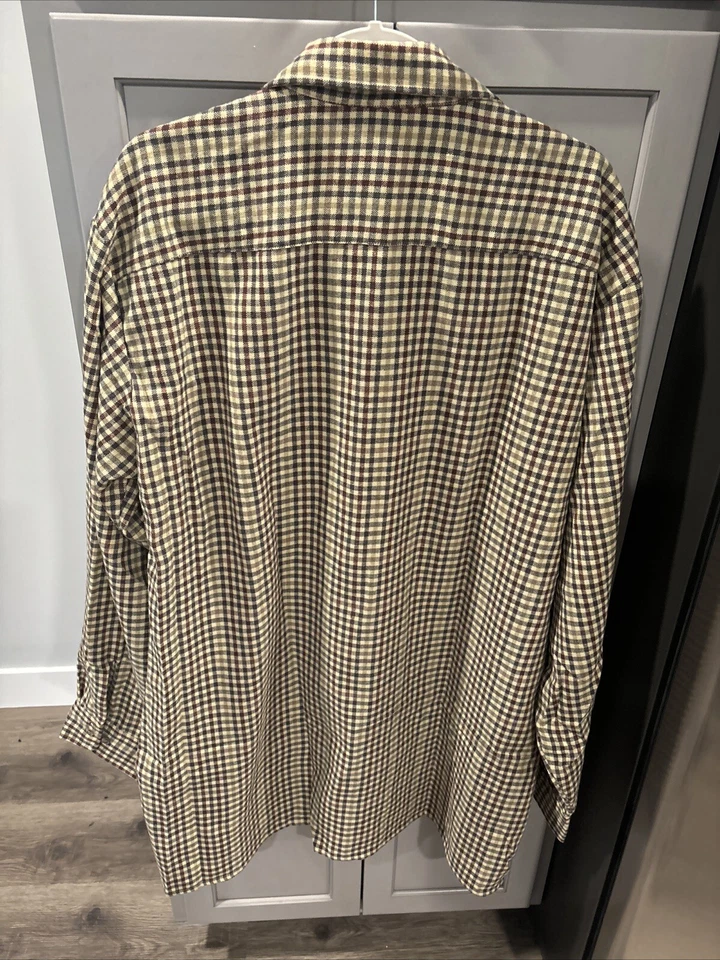 Franela para exteriores Claybrooke para hombre talla XL alta marrón a cuadros abotonada para hombre Foto 4 de 4