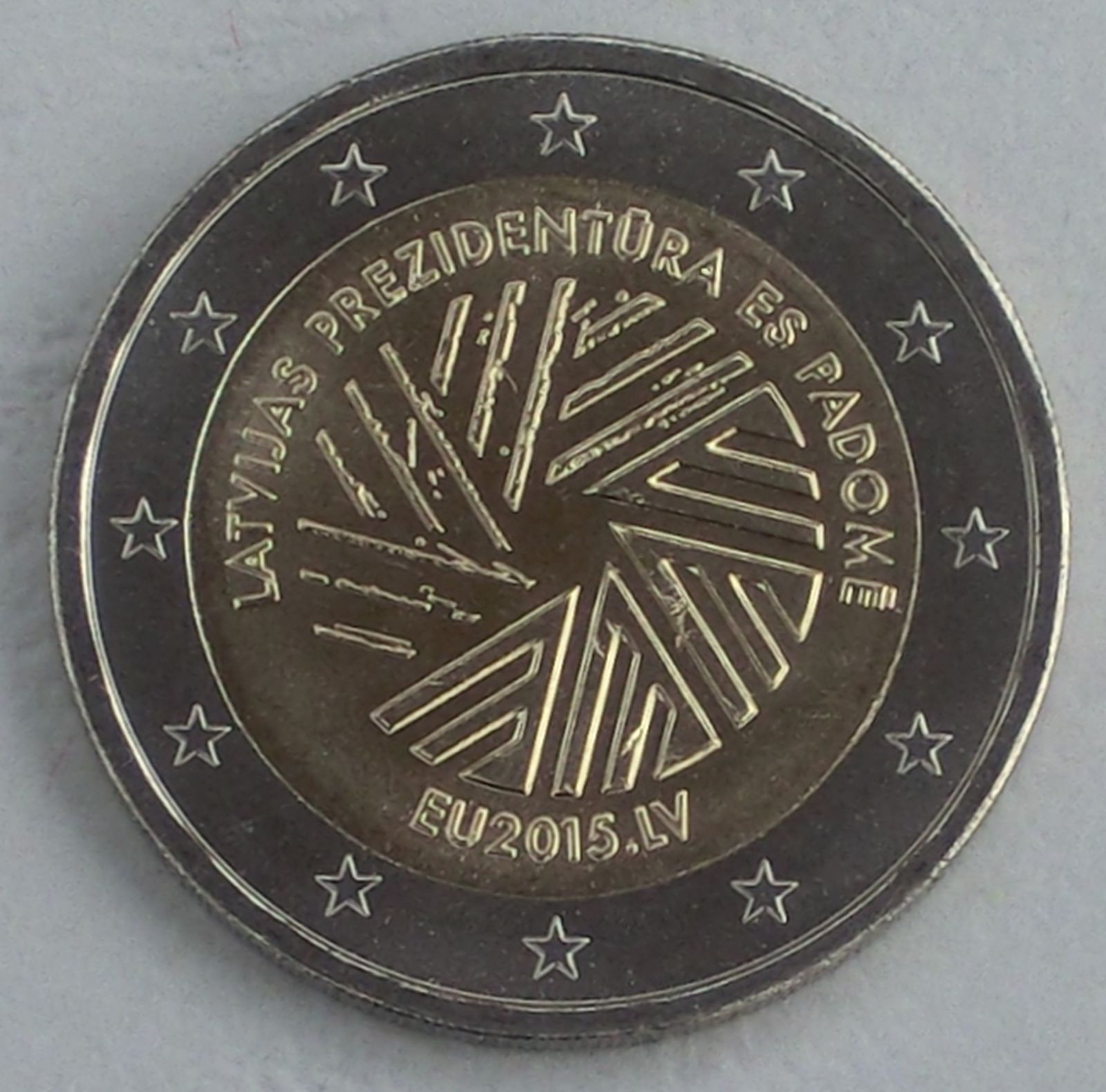 2 Euro Monnaie commémorative Lettonie 2015 Présidence du Conseil unz. Bi-Métal