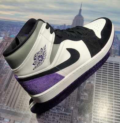 Nike Air Jordan 1 Mid SE White/Court Purple-Black Mens Size  display picture 3