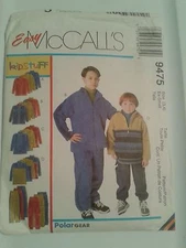 EASY McCALLS 9475 CHILDRENS  BOYS JACKET-TOP-PULL ON PANTS  SIZE 3-4