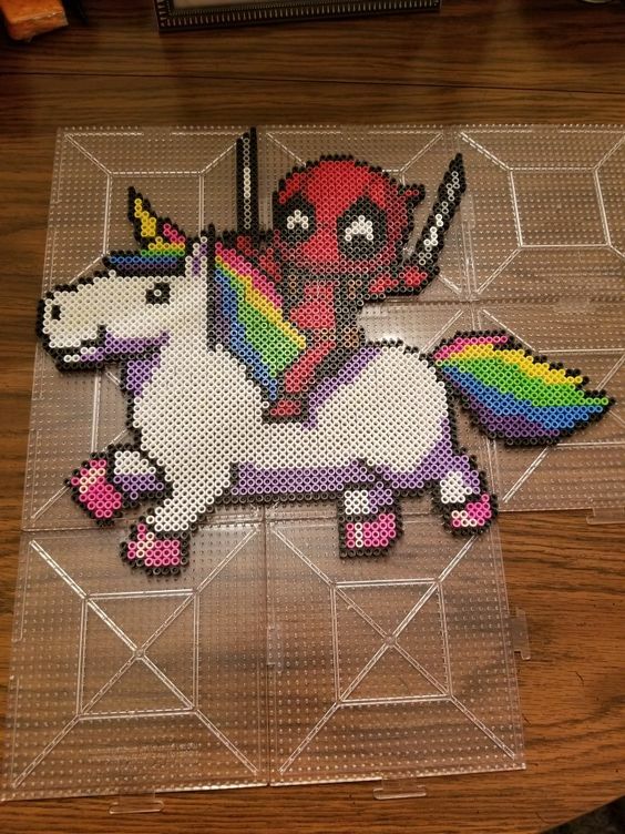 Deadpool kandi perler necklace PLUR EDC rave art melty Marvel sprite ...