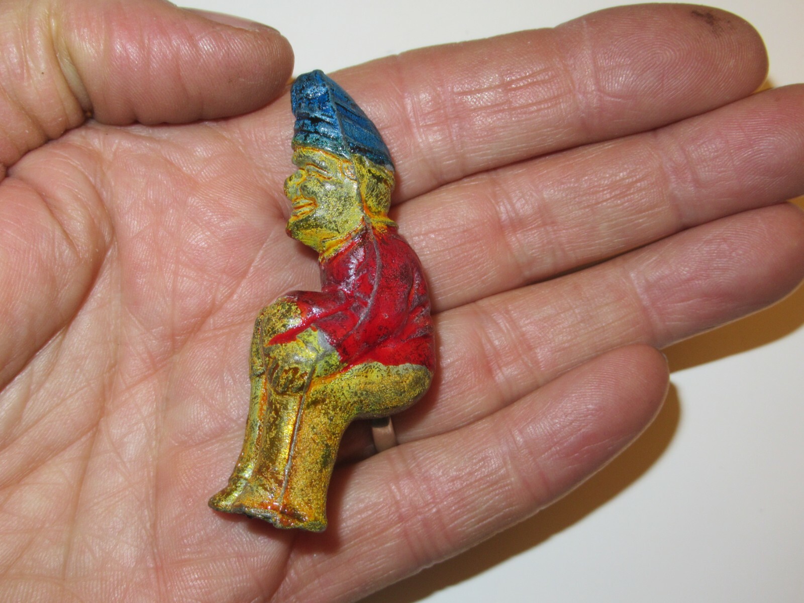Ancien Jouet Père La Colique - Plomb Peint, 1930, 6,5cm - Farces Et Attrapes