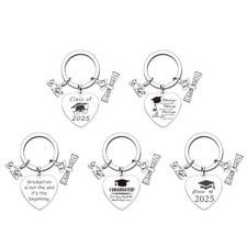 Graduation Keychain Stainless Steel Keyrings Stainless Steel Texture for Boy