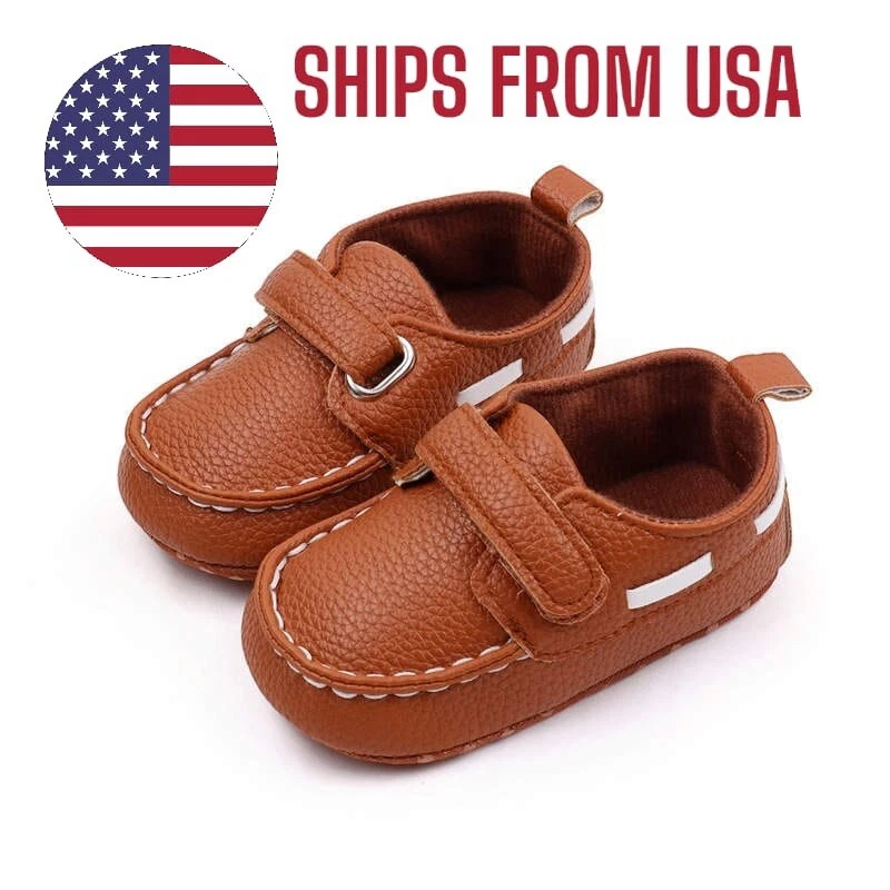 Zapatos de bebé niño, zapatos para niños, mocasines zapatos de bebé de cuero, marrón  Foto 2 de 4