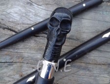 Victorian Exquisite Skull Head Wooden Antique Walking Cane Stick Gift