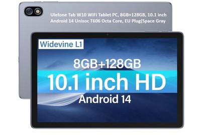 Ulefone Tab W10 WiFi Tablet PC, 8GB+128GB, 10,1 Zoll Android 14 OctaCore EU-STECKER
