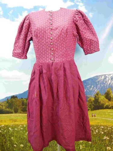 Handgenäht rot hochgeschloßen 60er Jahre süßes Vintage Dirndl mit Schürze Gr.44 - Bild 5 von 6