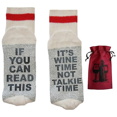 It's Wine Time Not Talkie Time Talking Socks Funny Socks & Tote Gift set-  NWT