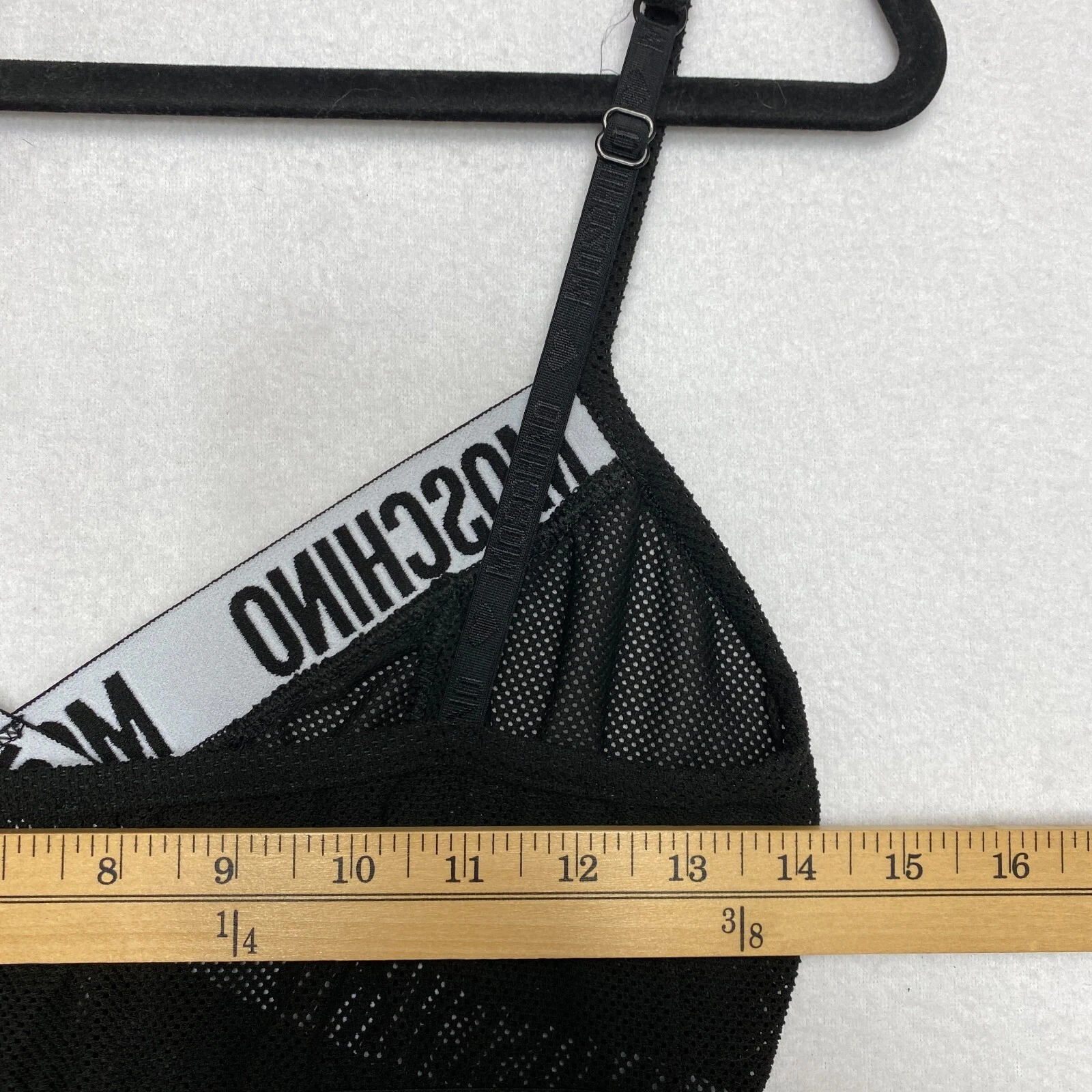 Moschino abito intimo donna 10 nero cinturino uncinetto logo incantesimo
