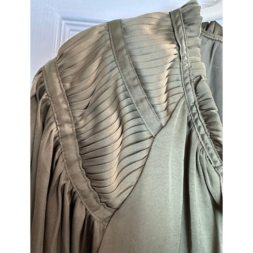 Philosophy Women's Olive Green Satin Luxury Blouse Holiday Boho Fifth Avenue Med - Picture 8 of 8