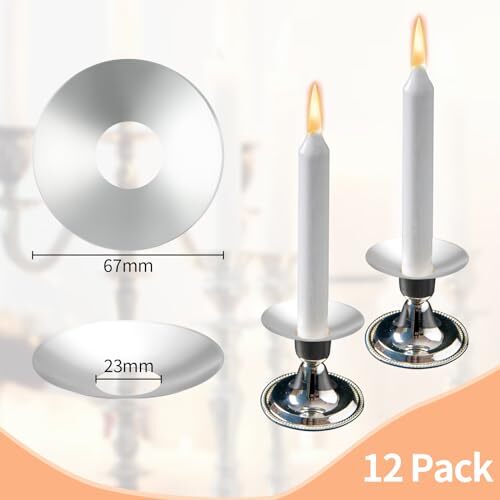 24 Pieces Metal Silver Candle Bobeches Taper Candle Drip Protectors