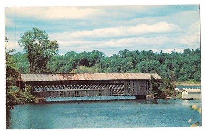 COVERED BRIDGE OMPOMPANOOSUC River Vermont Postcard VT Lattice ( Torn Down )