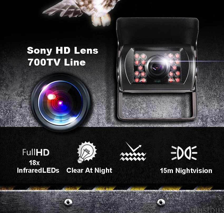 7" Monitor 4 PIN HD 2X 700TVL Sony IR CCD Reversing Camera For Truck Caravan Kit - image 3 of 4