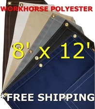 8' x 12' Workhorse Polyester Waterproof Breathable Canvas Tarp