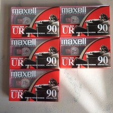 Lot Of 5 Maxell UR 90 Minute Blank Audio Cassette Tapes Normal Bias New Sealed