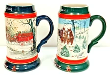 (2) Budweiser Beer Stein Mugs 1990 - 1991 Collector's Series Brazil Vintage
