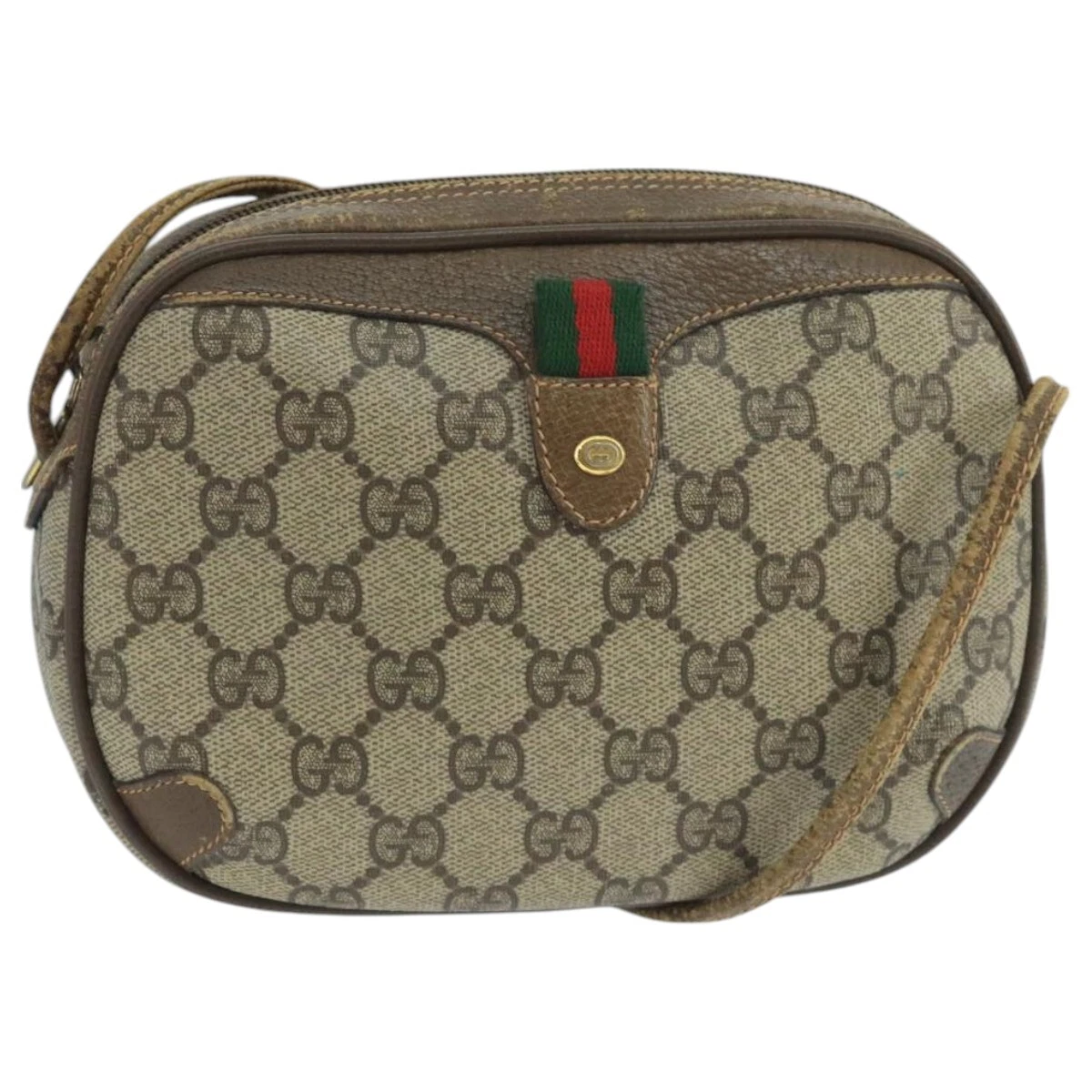 Sac à bandoulière GUCCI GG Supreme Web Sherry Line PVC beige 89 02 066 authentique 105088