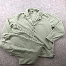 Cabelas Set Womens Large Green Solid Lounge Outdoors Base Layer Fleece 2 Piece