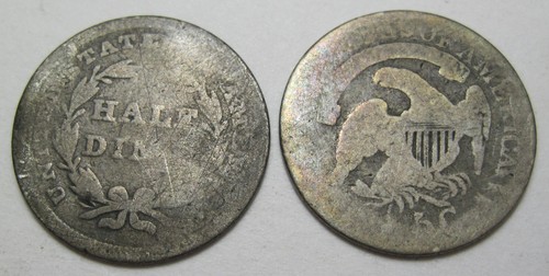 1839 and 1830 silver Seated and Bust half dimes(#62ab) - Picture 2 of 2