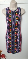 TOPSHOP Ladies UK8 Black Striped Sleeveless Bodycon Dress Summer Holiday