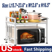 Microwave Oven Rack, Expandable Microwave Stand Countertop Kitchen Over White