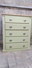 HANDMADE AYLESBURY NEXT APPLE GREEN &PINE CHEST OF 5 DRAWERS (ASSEMBLED)S CUP H.