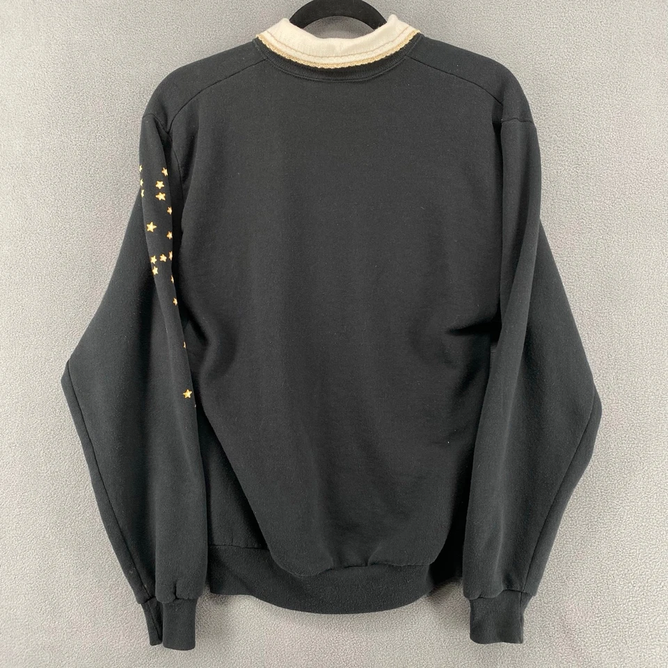 复古 80 年代 90 年代 Morning Sun Christmas 波西米亚圣诞老人拉过运动衫女式 S 黑色 — 第 2/4 张图片