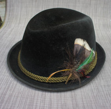 Vintage STETSON Fedora Hat Black Fur Felt rope feathers size 7 Brills Milwaukee