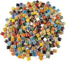 784 Pieces Colorful Tiny Square Ceramic Mosaic Tiles for Crafts, Glazed Porcelai