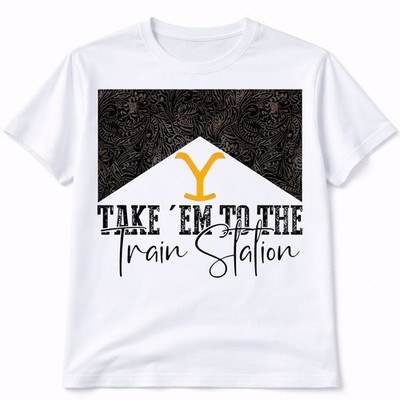 Take Them To The Train Station Graphic T Shirt Trendy Western Style Tee Womens