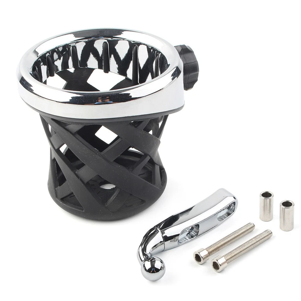 Portavasos para manillar de motocicleta con montaje de cesta de malla para Harley Universal Foto 3 de 4