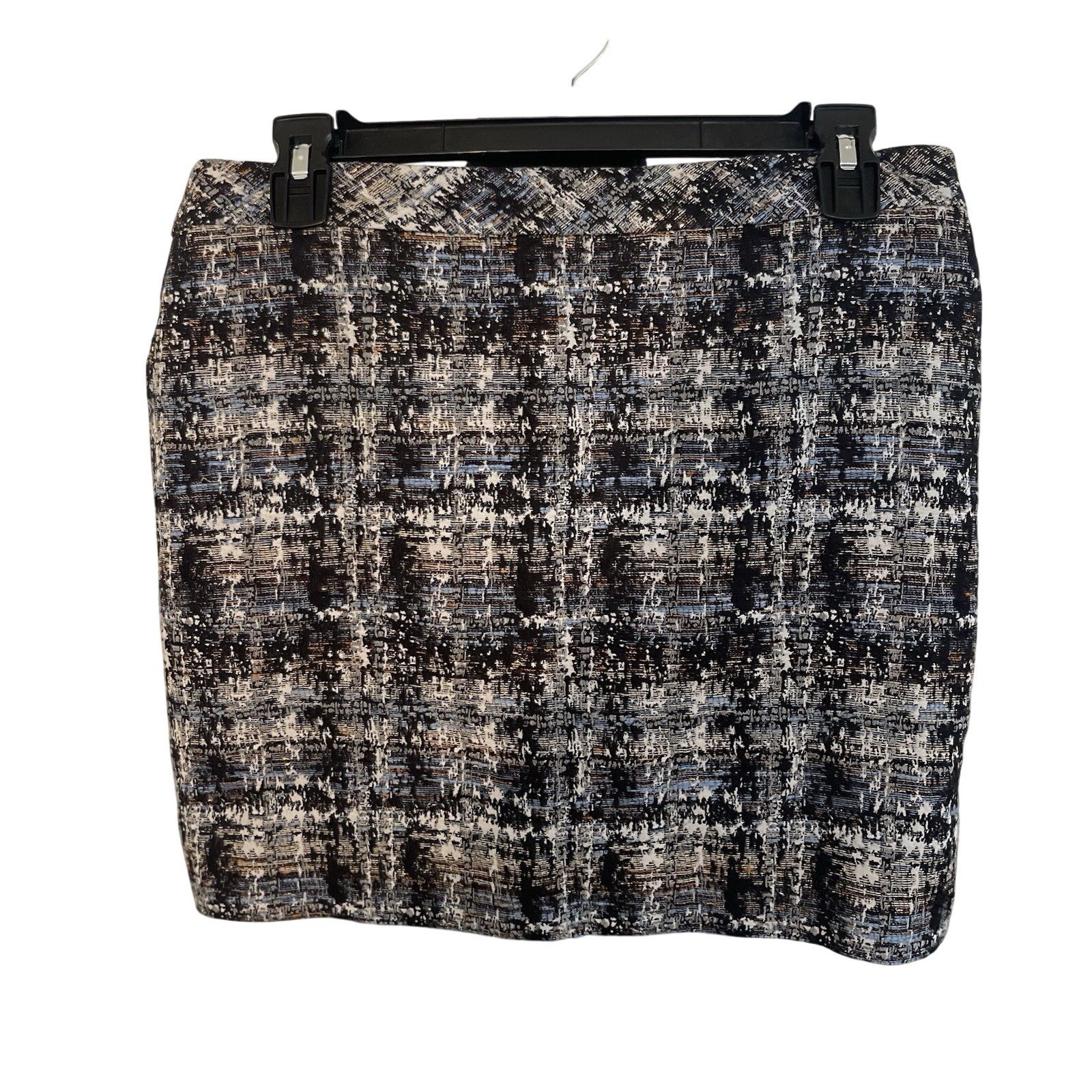 J.Crew Womens Size 6 Black Blue Plaid Cotton Silk Blend Tweed Mini Pencil Skirt