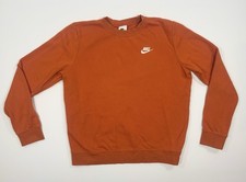 Nike Sportswear Club Fleece Crew Neck Sweatshirt Orange Embroidered Women s S