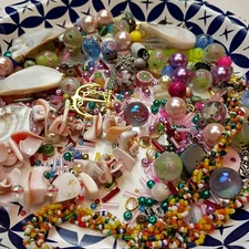 Super Fun Scoop Mix Bead Soup Jewelry Glass Acrylic Findings Etc..lot 14
