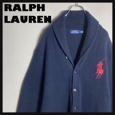 Good Condition RALPH LAUREN Shawl Knit Cardigan Big Pony L