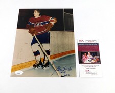 Elmer Lach Signed 8 x 10 Color Photo w/ Inscription HOF 66 Canadiens JSA Auto