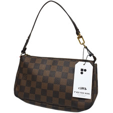 TARIFF FREE Auth Louis Vuitton Pochette Accessoires Damier Ebene N41206 CLA976