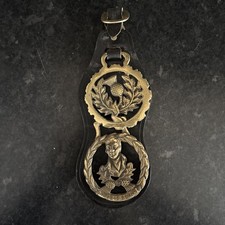 Vintage Horse Brass Rabbie Burns Thistle Scottish. 2 X Brasses