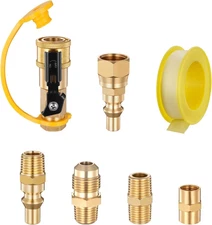 RV Propane Quick Connect Fitting Adapter Valve, 7 Pieces, 1/4-Inch Male NPT Full