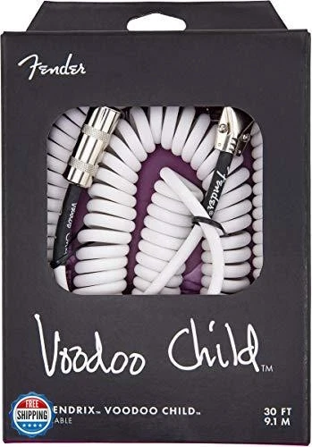Cable de instrumento en espiral Fender Hendrix Voodoo Child, recto/ángulo, blanco, 3 Foto 3 de 4