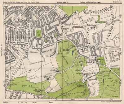 SOUTH EAST LONDON. Shirley Addiscombe E Croydon Stroud Green. Speck 1933 Karte